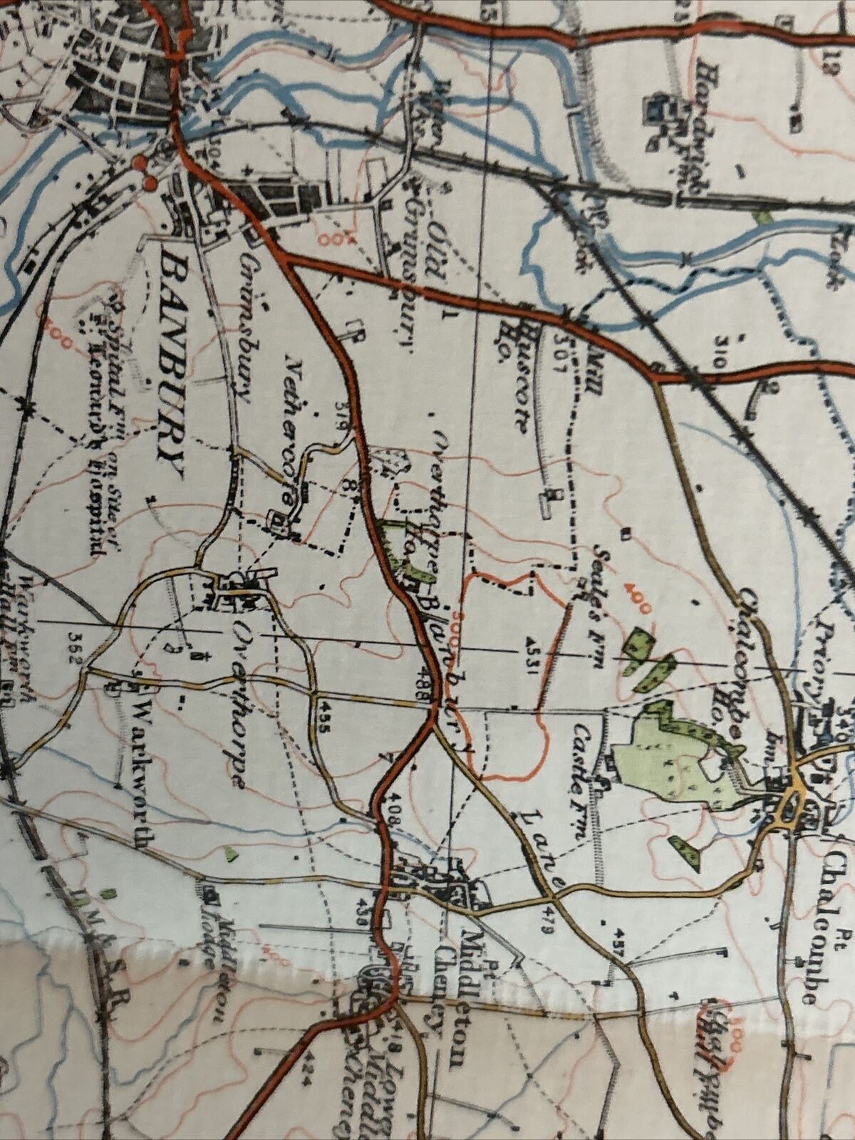 NORTHAMPTON Ordnance Survey Cloth One Inch Map 1919 No 83 Contoured