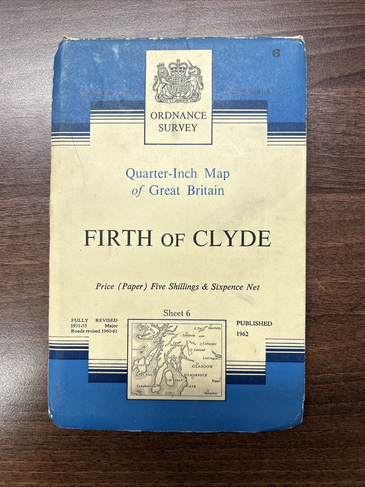 FIRTH OF CLYDE 1962 Ordnance Survey Fifth Series Paper Quarter Inch Map Sheet 6