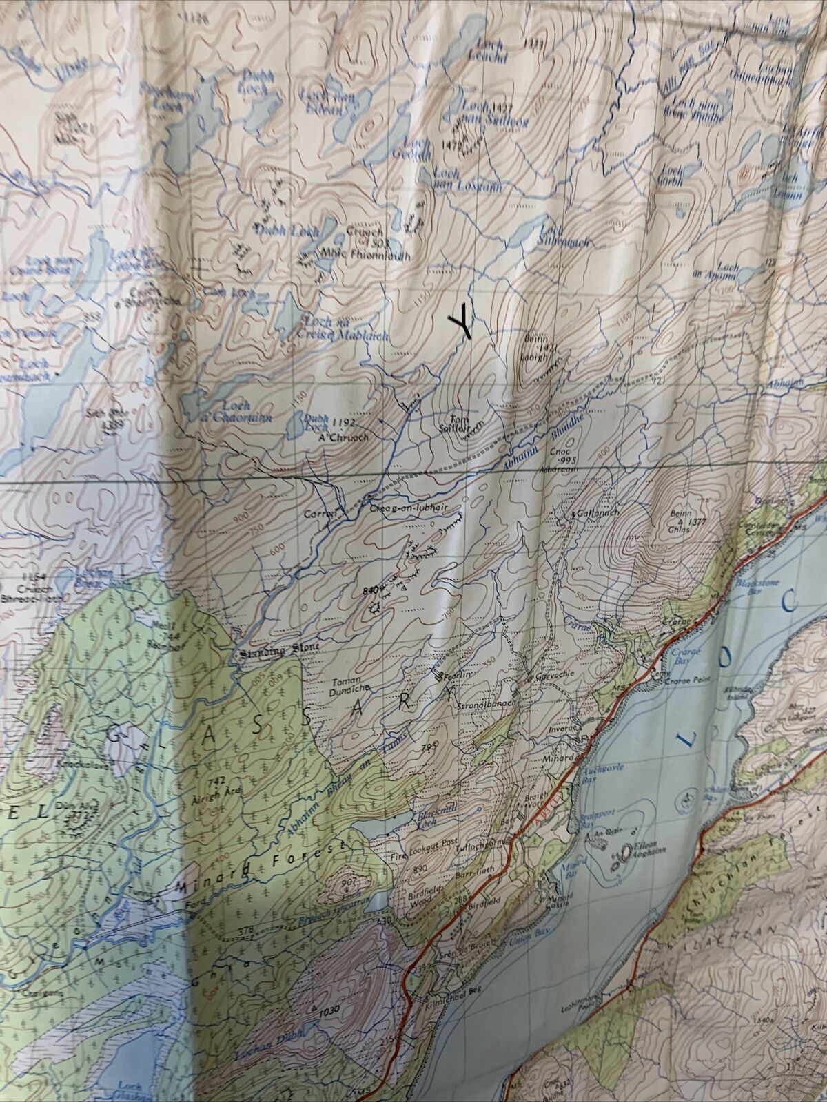 LOCH AWE Ordnance Survey Cloth Map 1956 Seventh Series