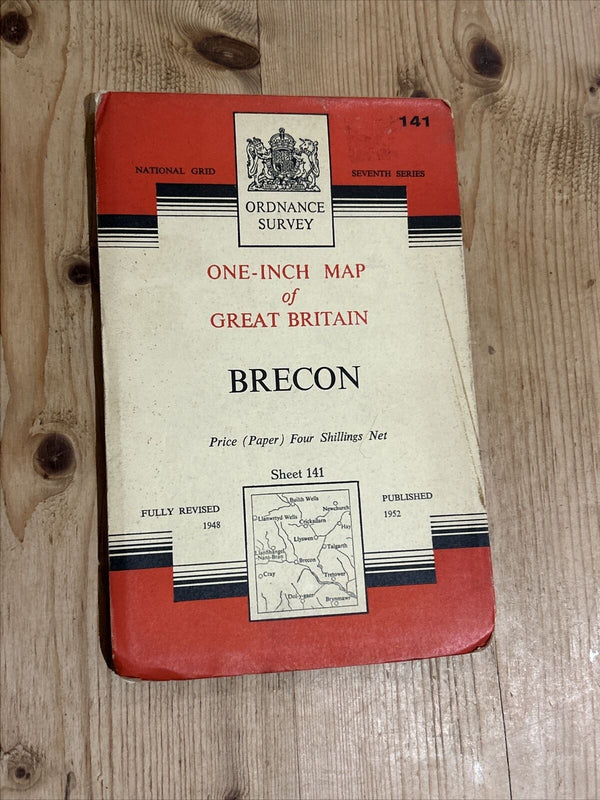 BRECON Ordnance Survey Paper Map 1952 Seventh Series Sheet 141 Brynmawr