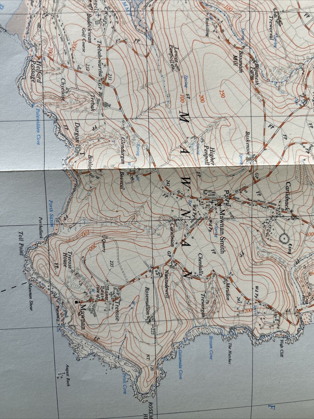 HELFORD RIVER Cornwall Ordnance Survey Sheet SW72  Two & Half Inch MAP 1960