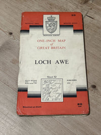 LOCH AWE CLOTH Ordnance Survey 1956 Seventh Series No 52 Lochgilphead Shuna