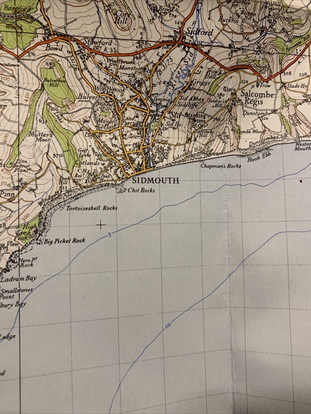 EXETER Ordnance Survey - Cloth Sixth Series 1-inch 1946 Sheet 176 Sidmouth