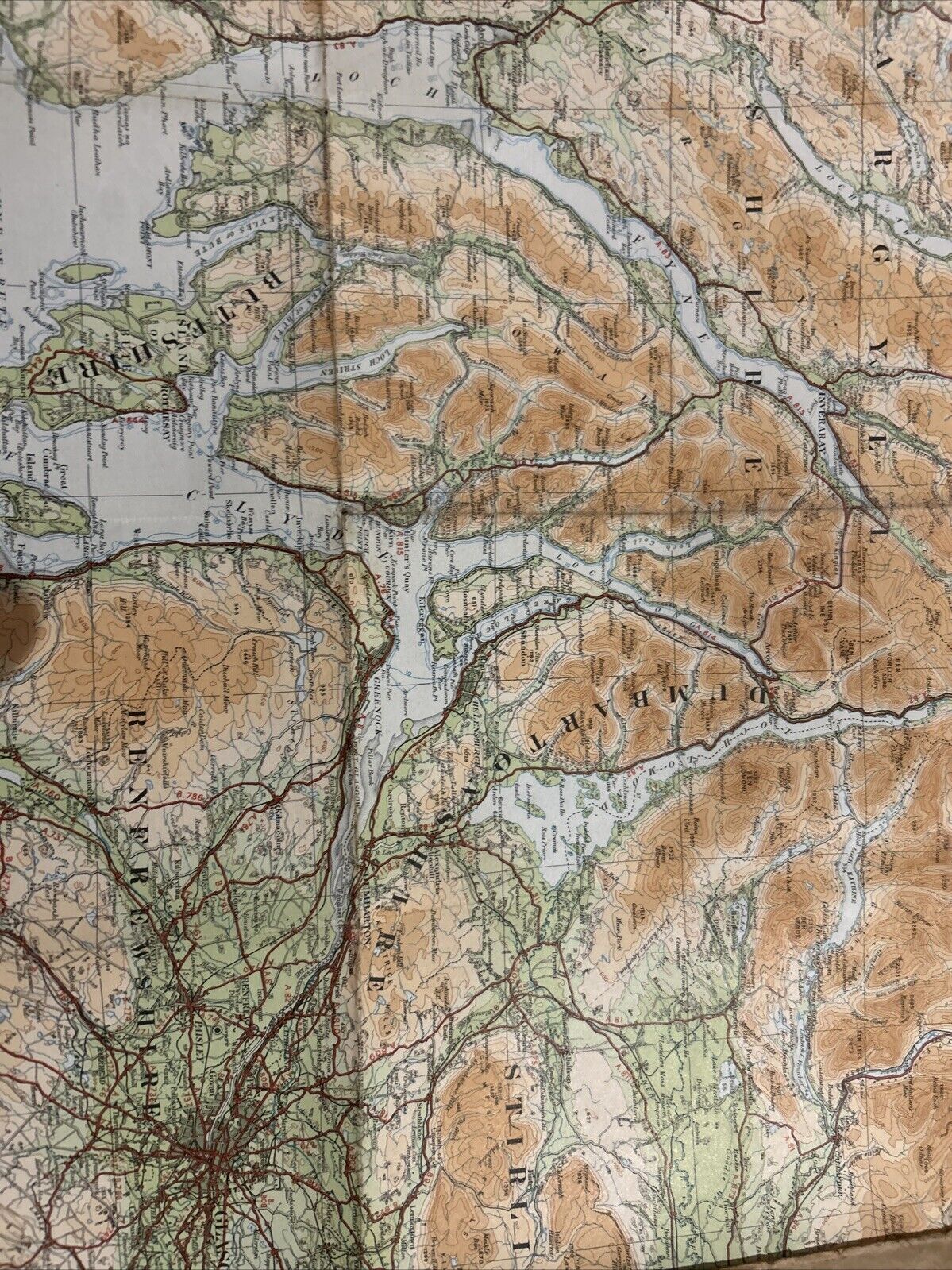 GLASGOW OBAN & THE SOUTHERN ISLES Cloth  Ordnance Survey Quarter In Sheet 4 1923