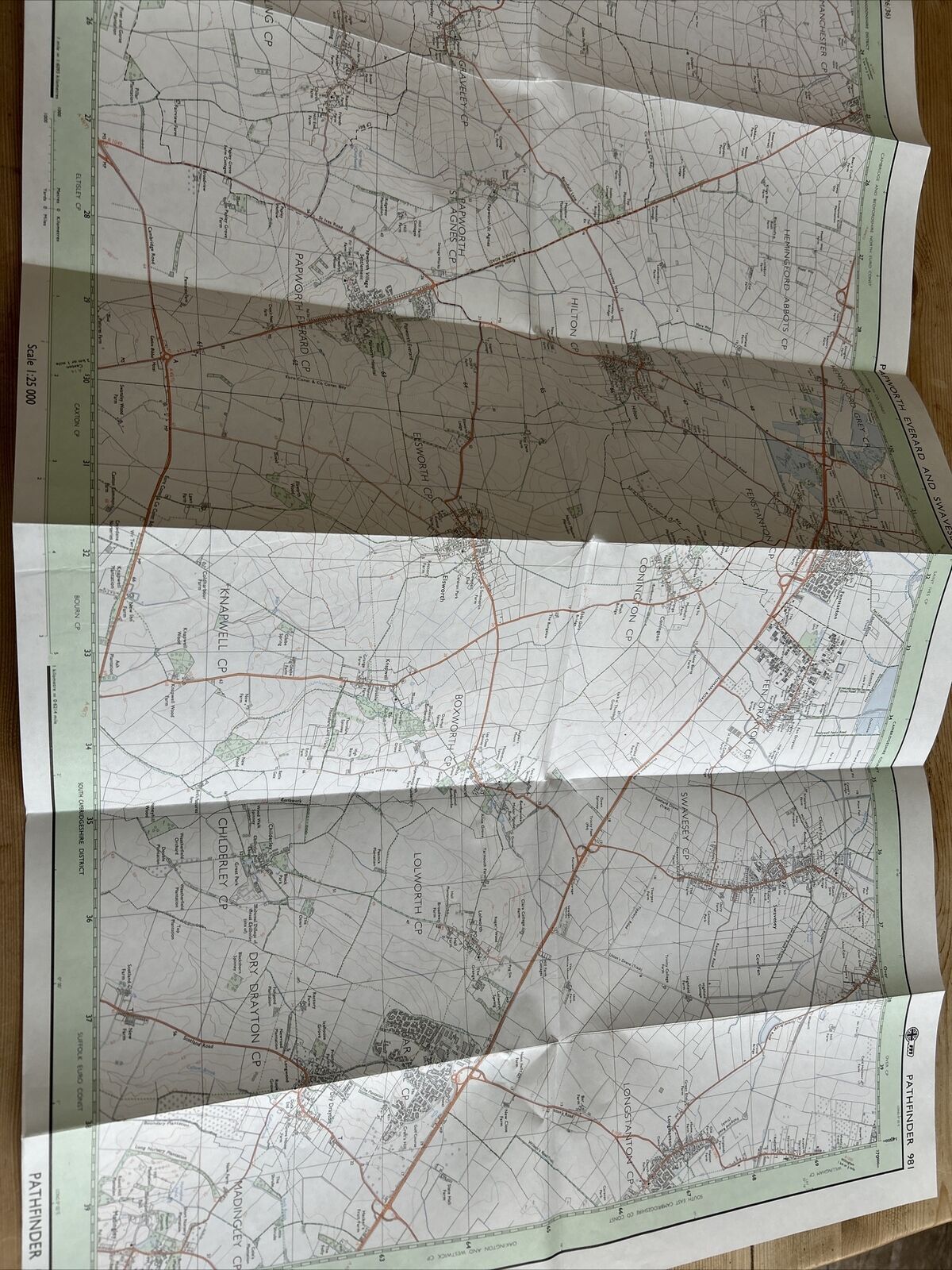 PAPWORTH EVERARD & SWAVESEY Ordnance Survey Pathfinder Map 981 TL26/36 1986