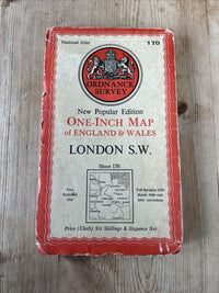 LONDON SOUTH WEST Ordnance Survey Cloth 1 Inch Map 1945 Sixth Edition Sheet 170