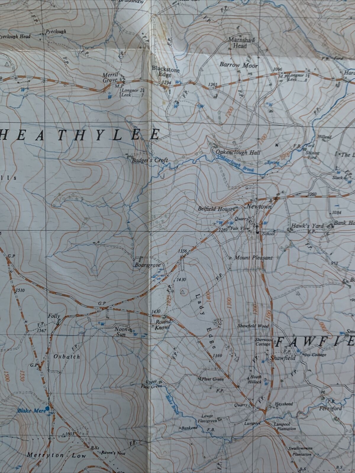 LONGNOR Ordnance Survey 1:25000 First Series 1950 SK06 Upper Hulme