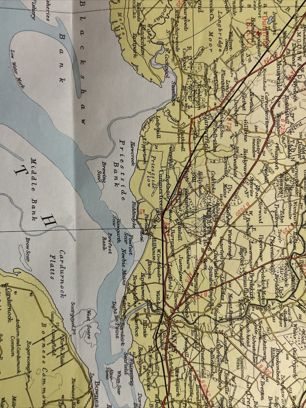 SOLWAY FIRTH Bartholomews Half Inch Map No 38 1965 Carlisle Dumfries Haltwhistle