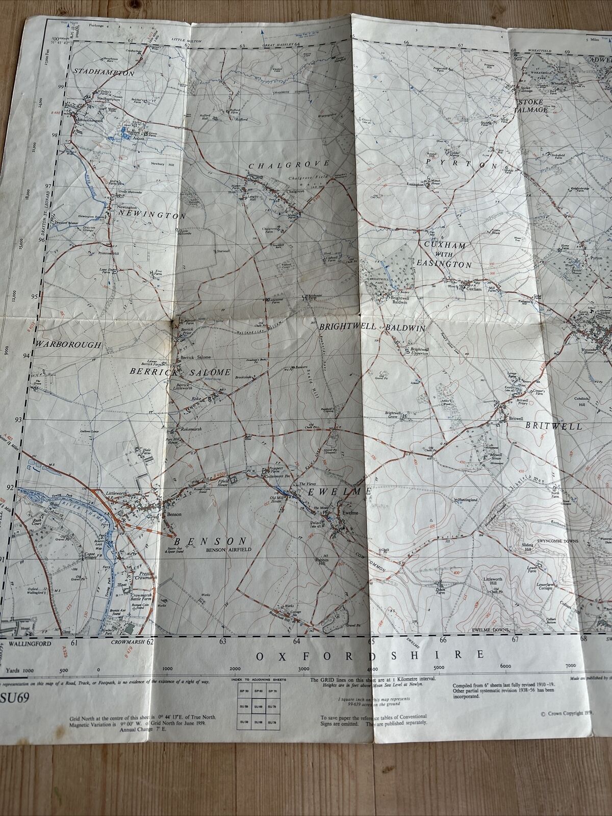 WATLINGTON Ordnance Survey 1:25,000 First Series 1959 Sheet SU69 Stadhampton