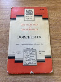 Dorchester No 178 1960 Cloth Seventh Series Ordnance Survey One Inch Map yeovil