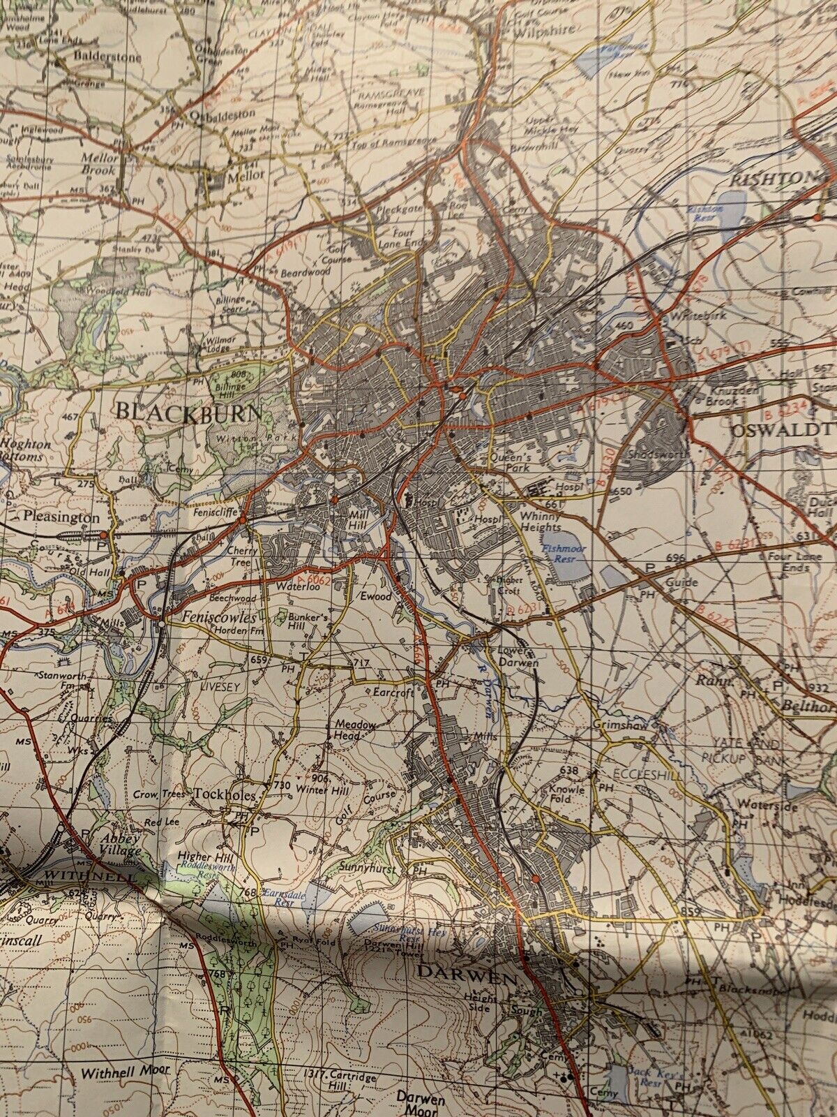 Blackburn & Burnley - Ordnance Survey Map One Inch 1967 Sheet 95 Skipton