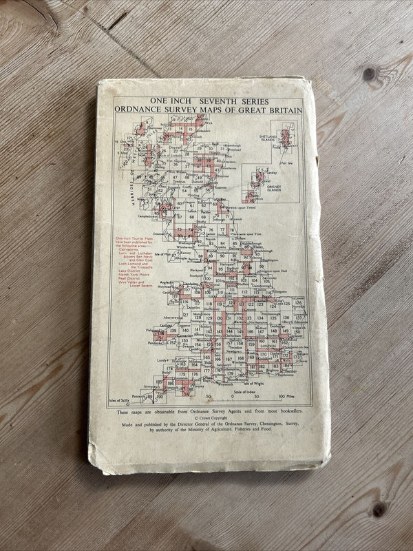 EXETER Ordnance Survey Seventh Series Cloth One inch 1960 Sheet 176 Sidmouth