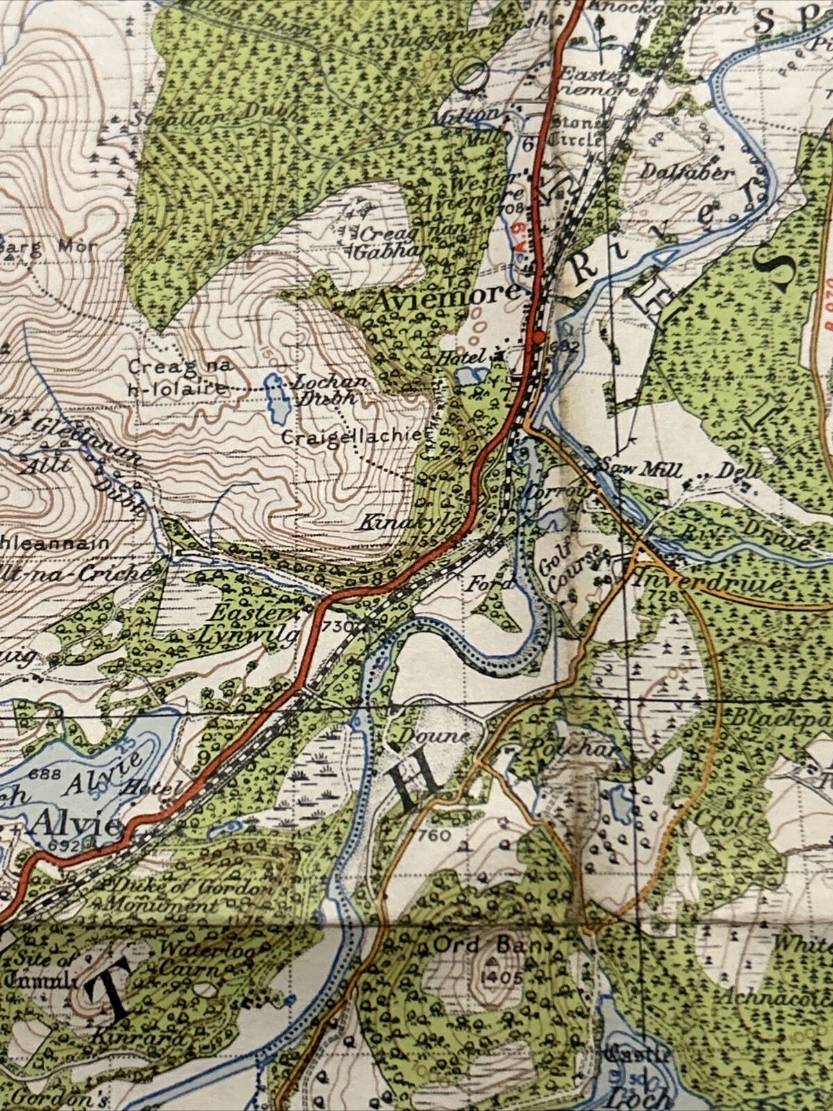 KINGUSSIE Ordnance Survey One Inch Sheet 43 Popular Ed 1947 Aviemore Ben Macdhui