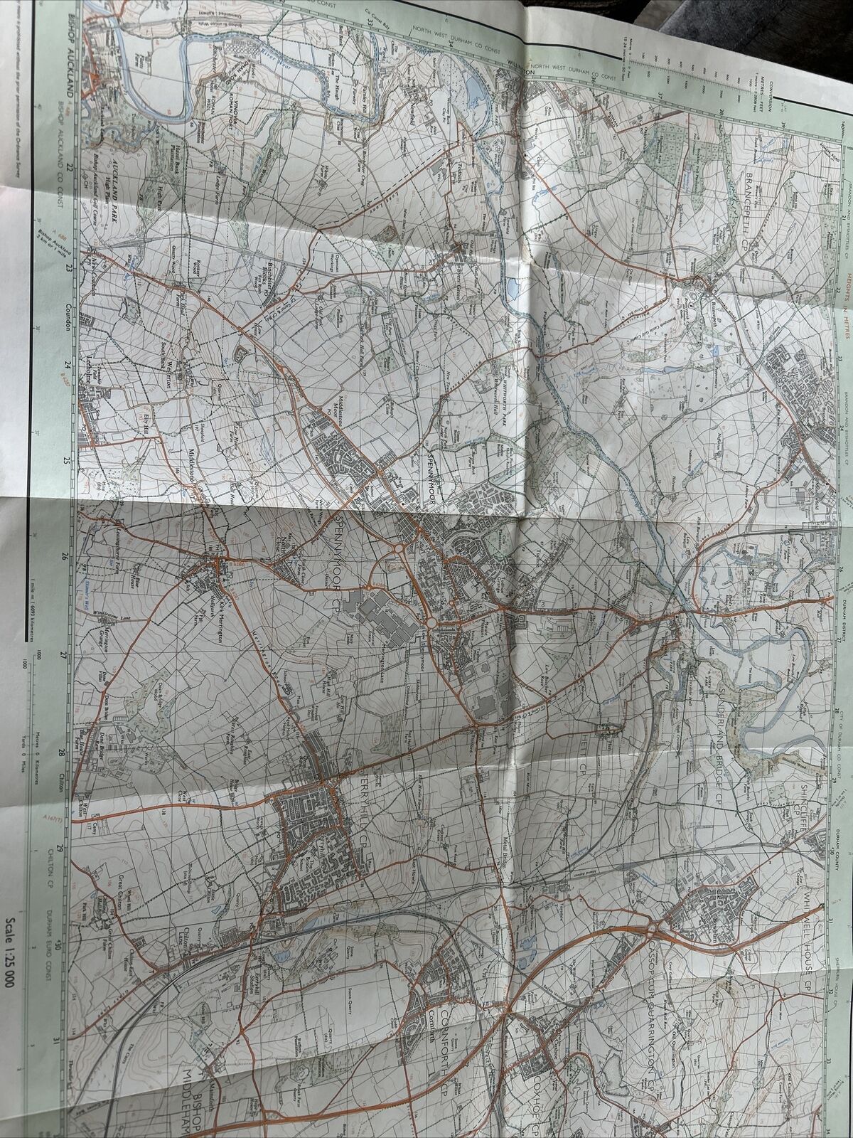 SPENNYMOOR & COXHOE Pathfinder Ordnance Survey NZ23/33 1:25,000 1984 Trimdon