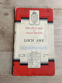 LOCH AWE Ordnance Survey Seventh Series Paper One inch 1956 Sheet 52 Scarba