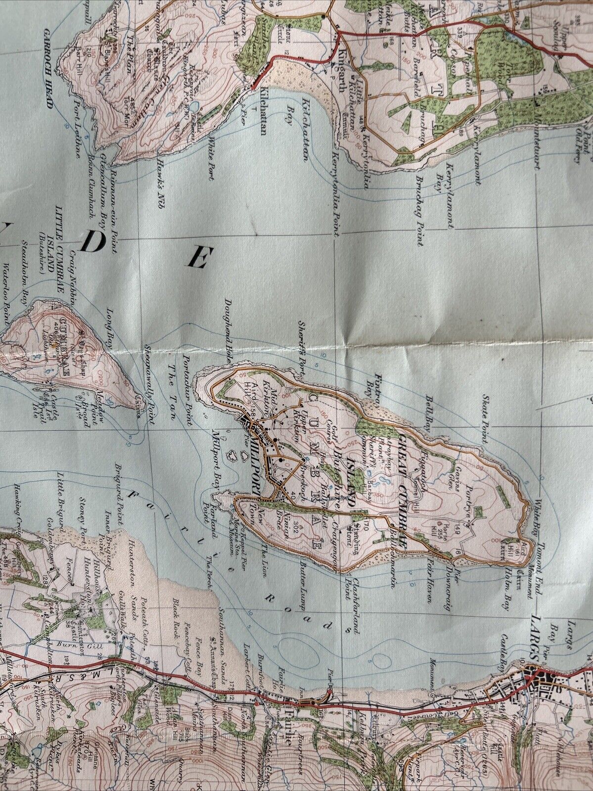 ISLAND OF BUTE Ordnance Survey One Inch CLOTH Sheet 71 Popular Edition 1926