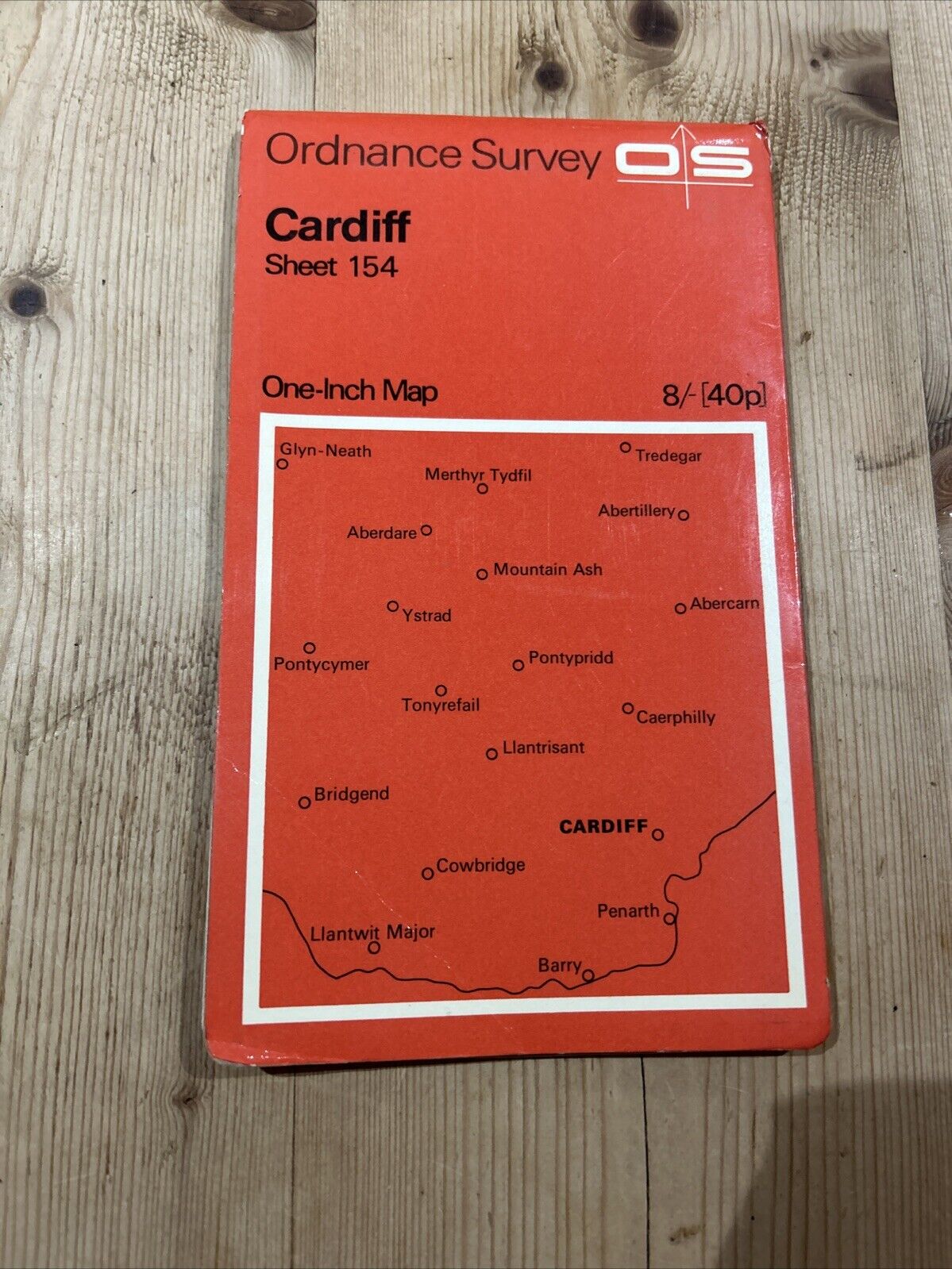 CARDIFF Ordnance Survey One Inch Map Sheet 154 Reasonable Condition 1966 Marks