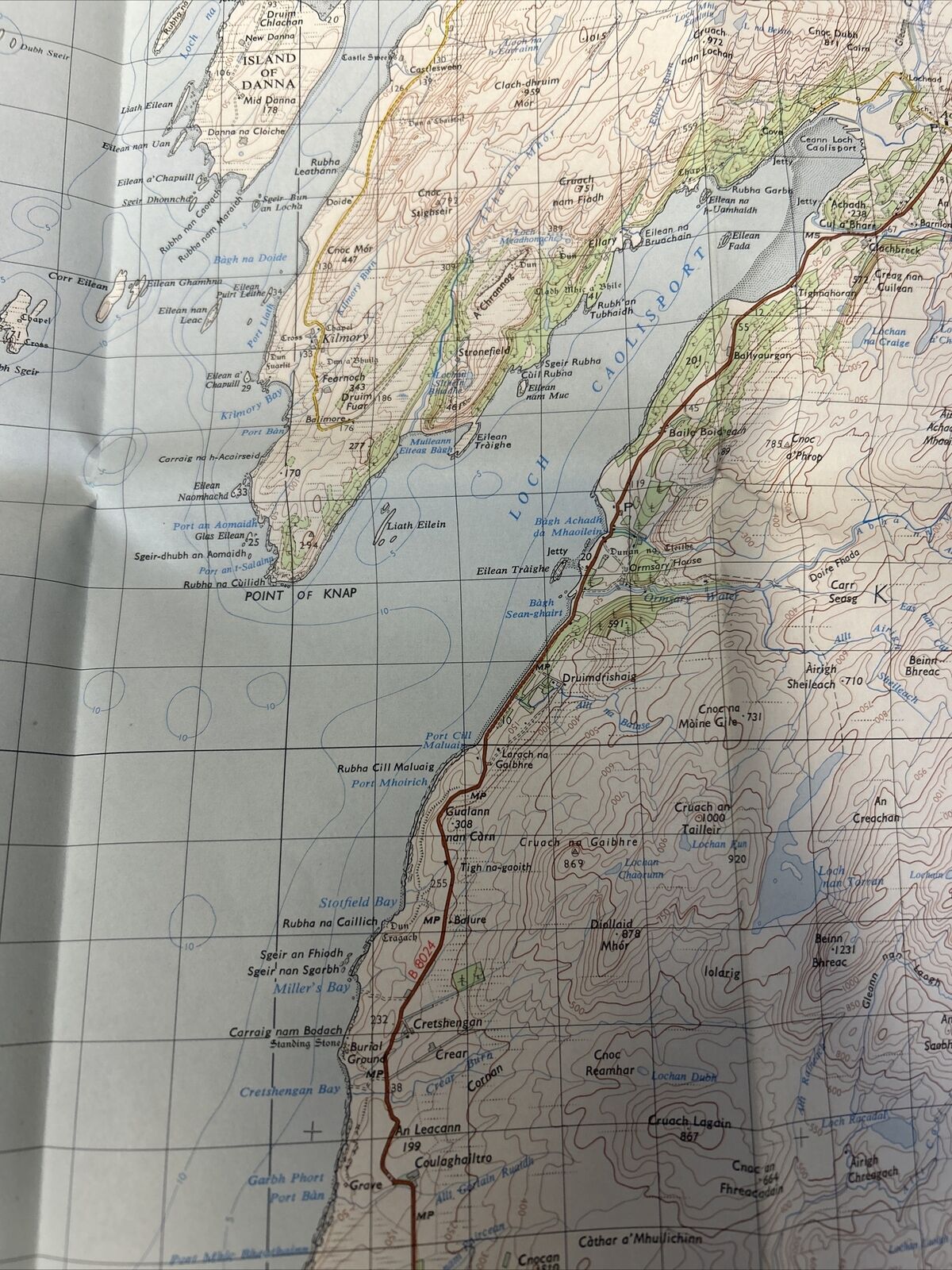 KNAPDALE Ordnance Survey One Inch Sheet 58 Good Condition 1956 Scotland Grogport