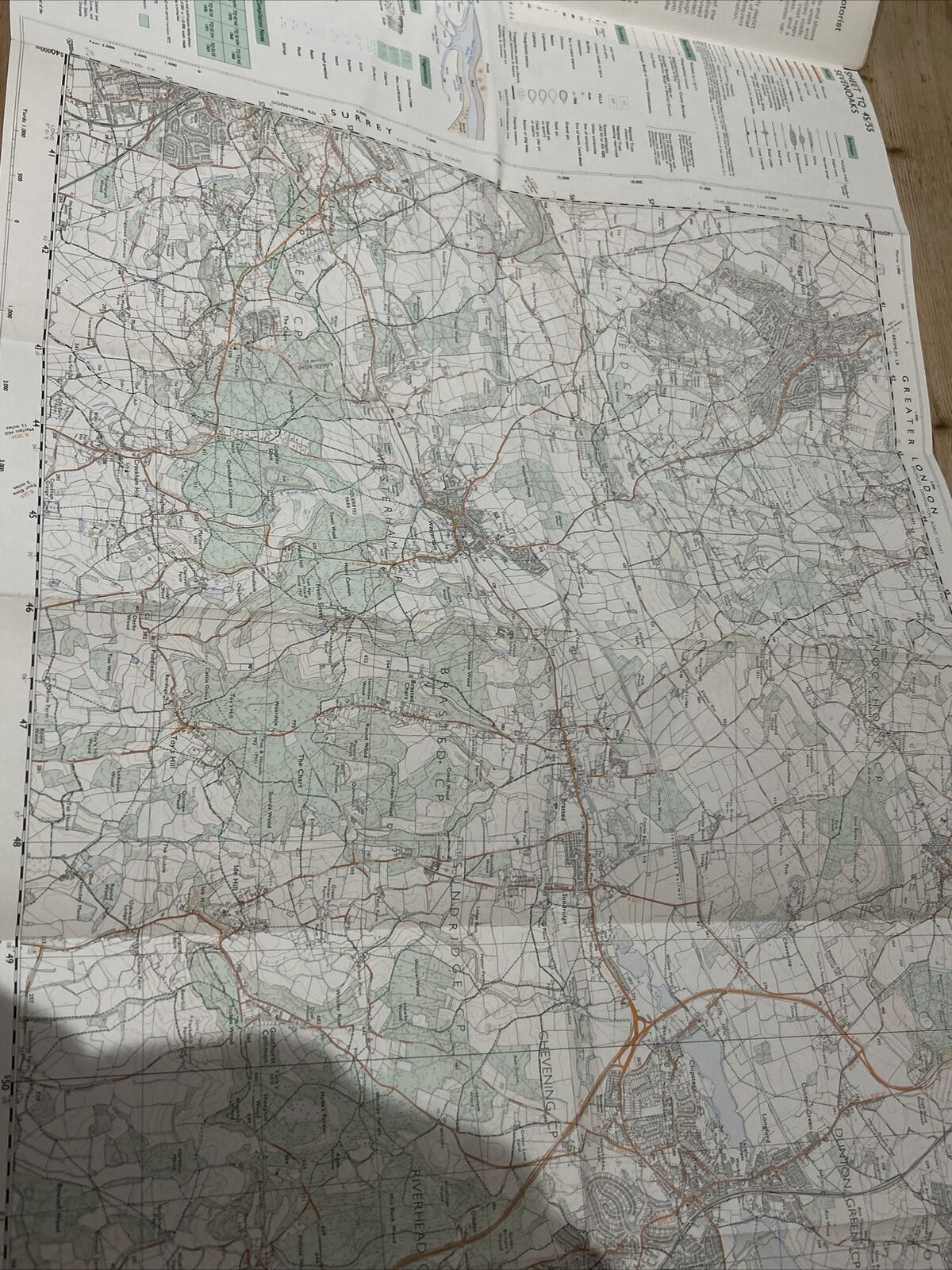 SEVENOAKS Ordnance Survey Second Series Map TQ45/55 1974 Westerham