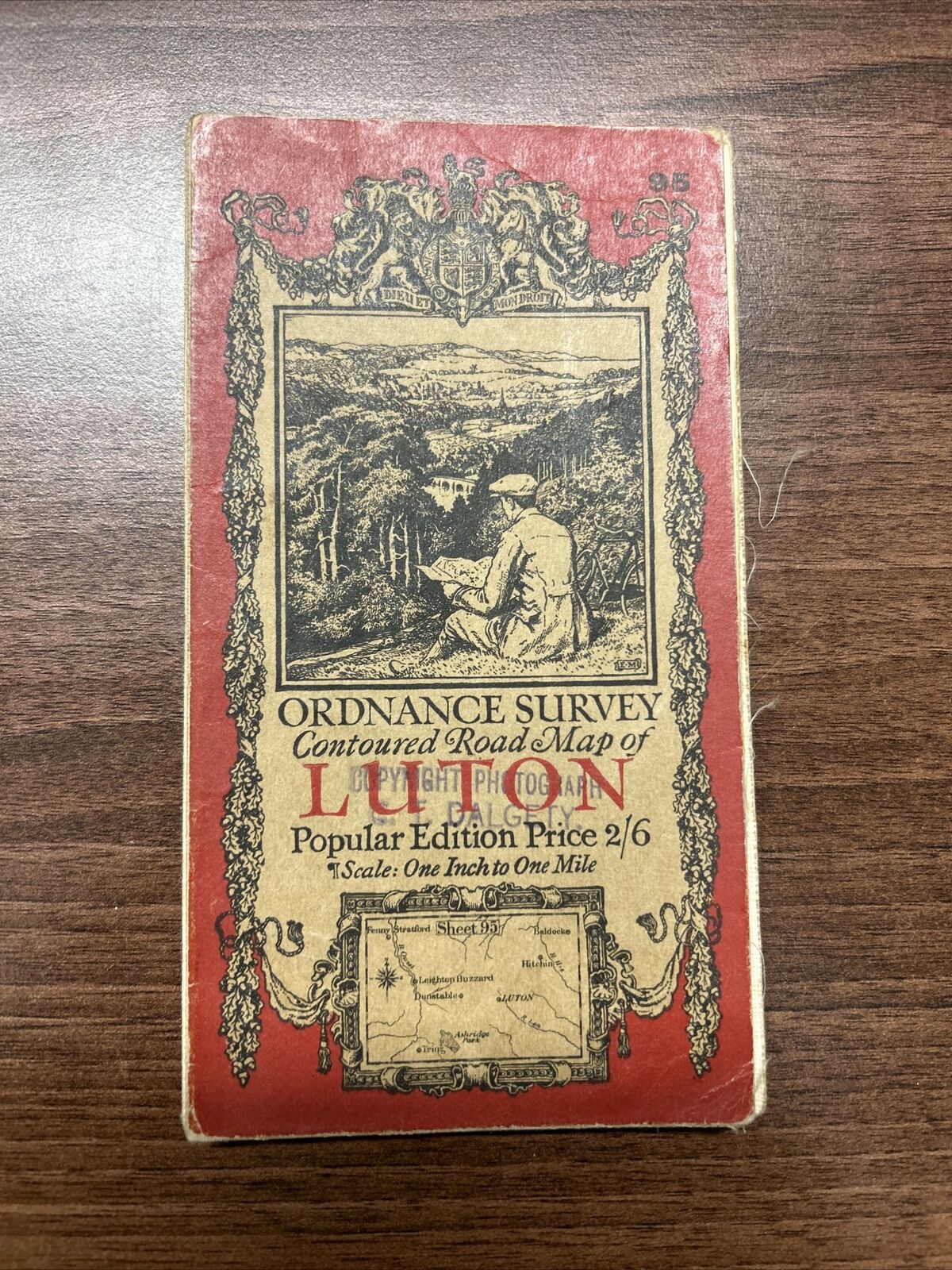 LUTON Ordnance Survey CLOTH One Inch Map 1923 Sheet 95 Contoured Woburn