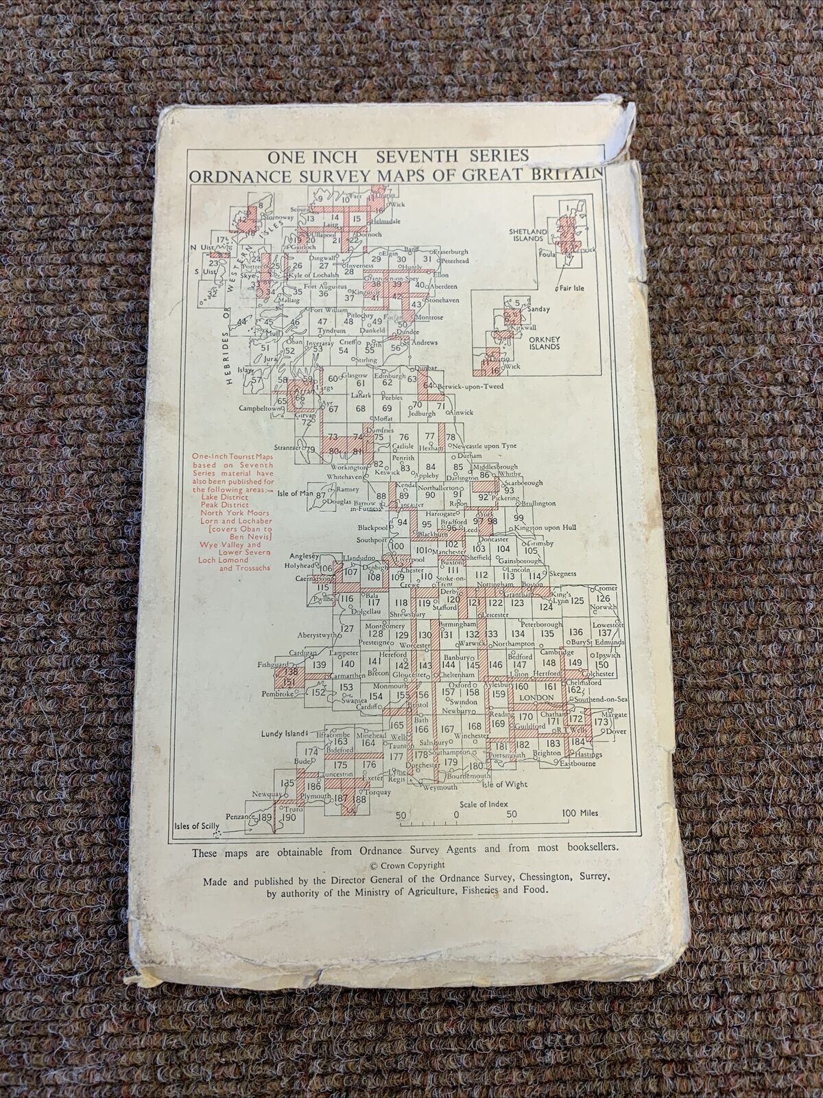 Denbigh Wales Ordnance Survey Seventh Series Cloth 1 inch 1962 Sheet 108 Rhyl