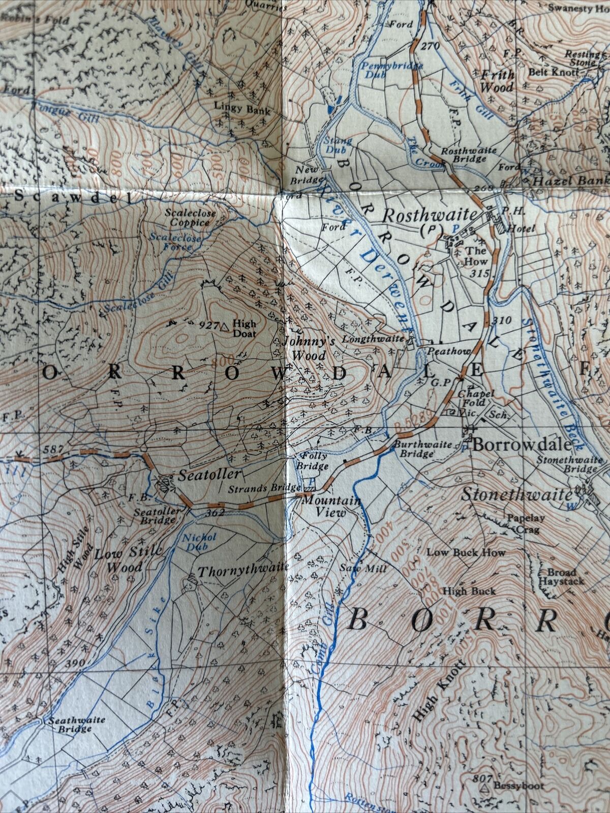 BORROWDALE Derwent Ordnance Survey Map 1946 1:25000 Sheet 35/21 Cloth