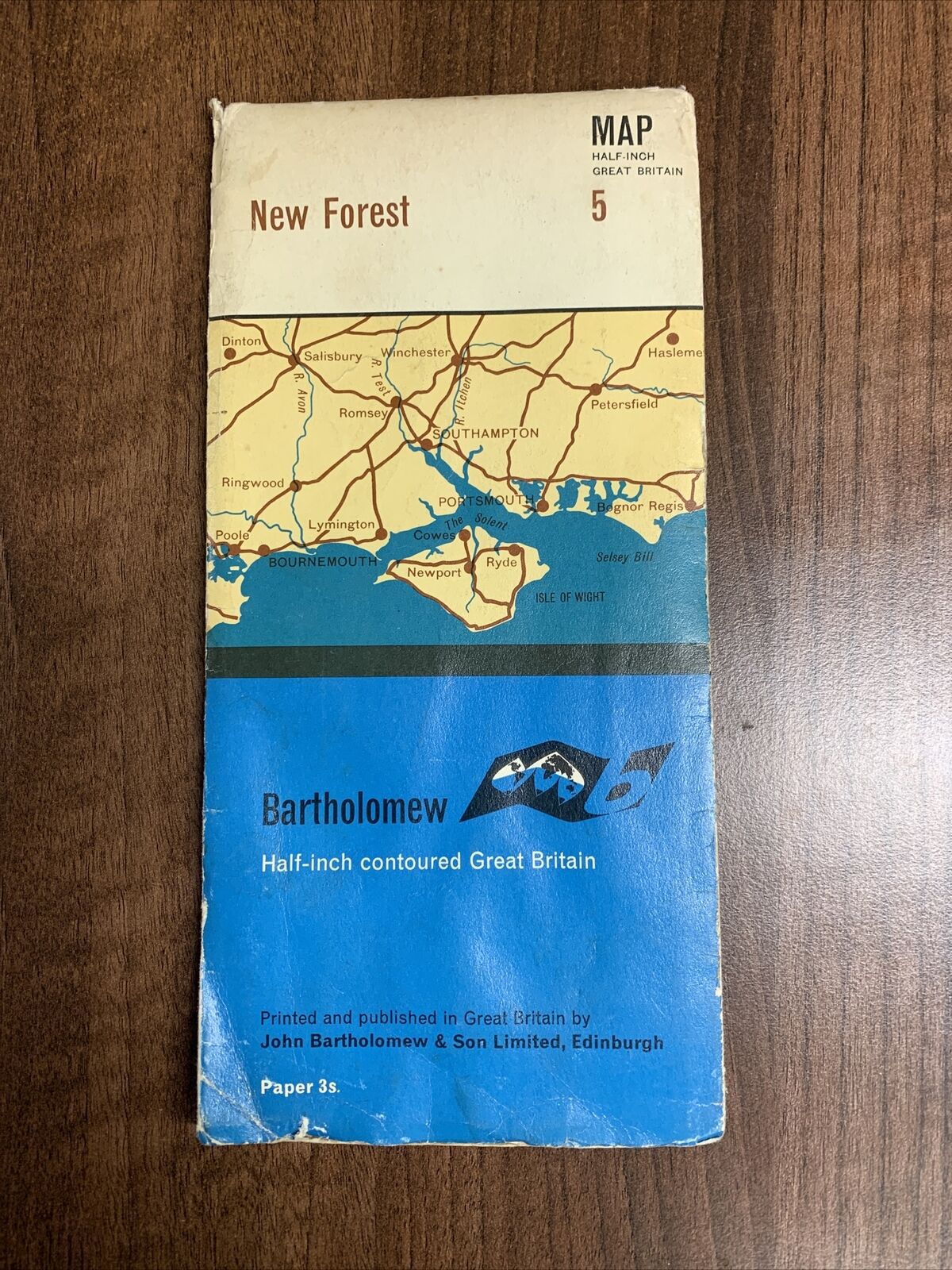 NEW FOREST Bartholomews Half Inch Map No 5 1964 Including Isle Of Wight Poole