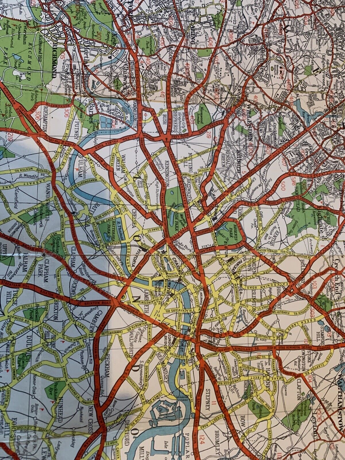 Bacons Reversible Map London & Southern England & Wales 1949 Linen