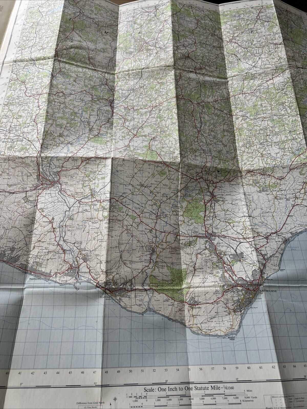 EASTBOURNE Ordnance Survey CLOTH Seventh Series Map 1 Inch 1960 Sheet 183 Battle