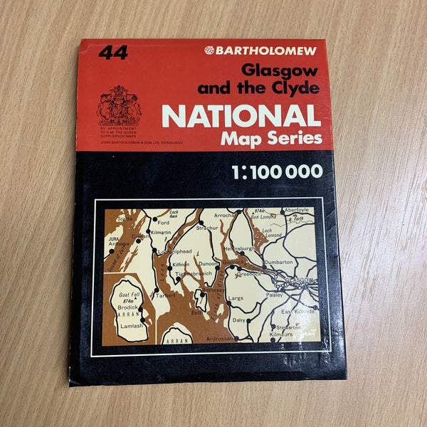 GLASGOW & THE CLYDE - Bartholomew National Map Series No 44 - 1977