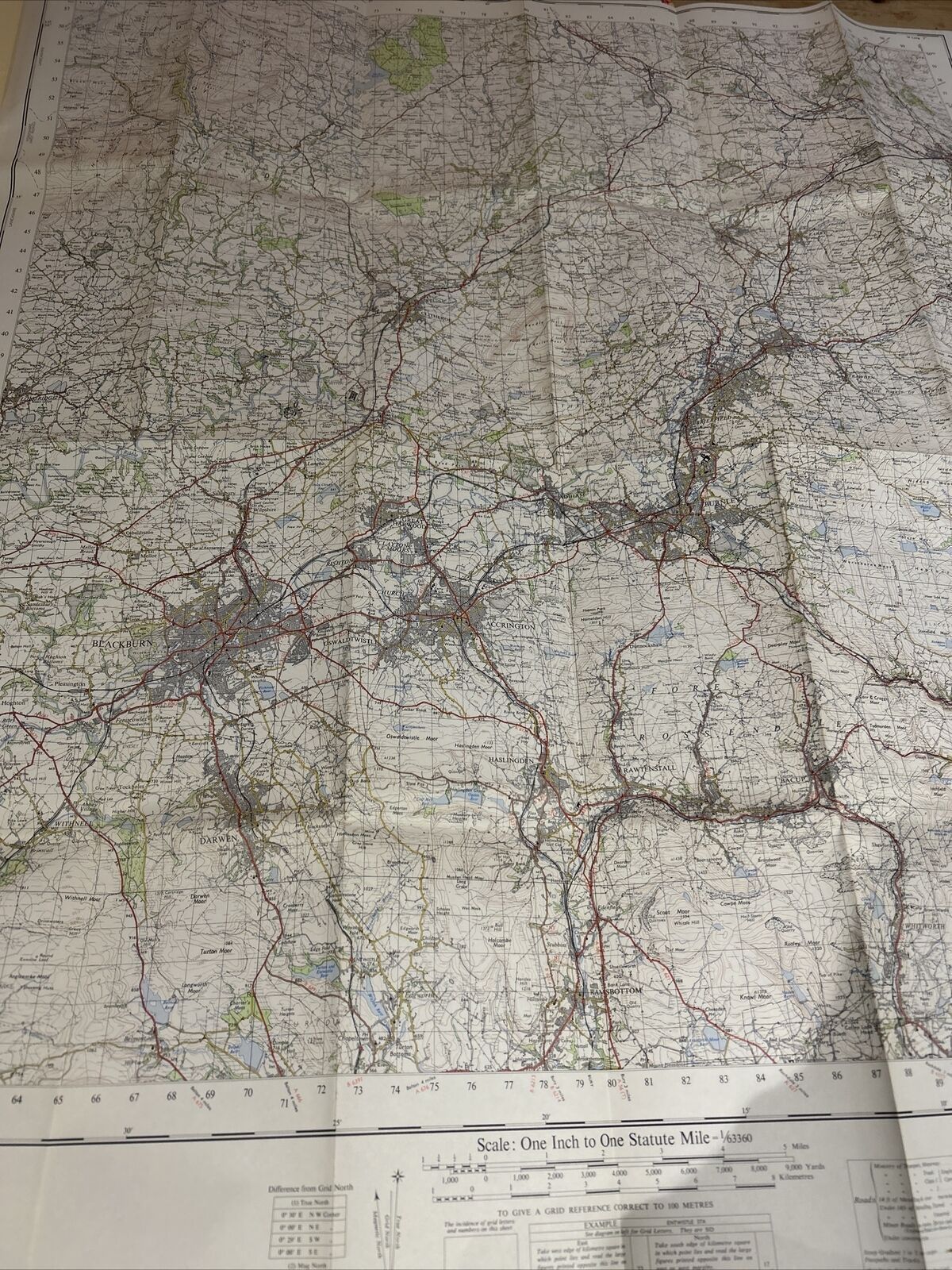 BLACKBURN & BURNLEY Ordnance Survey 1961 Seventh Series Sheet 95 Clitheroe