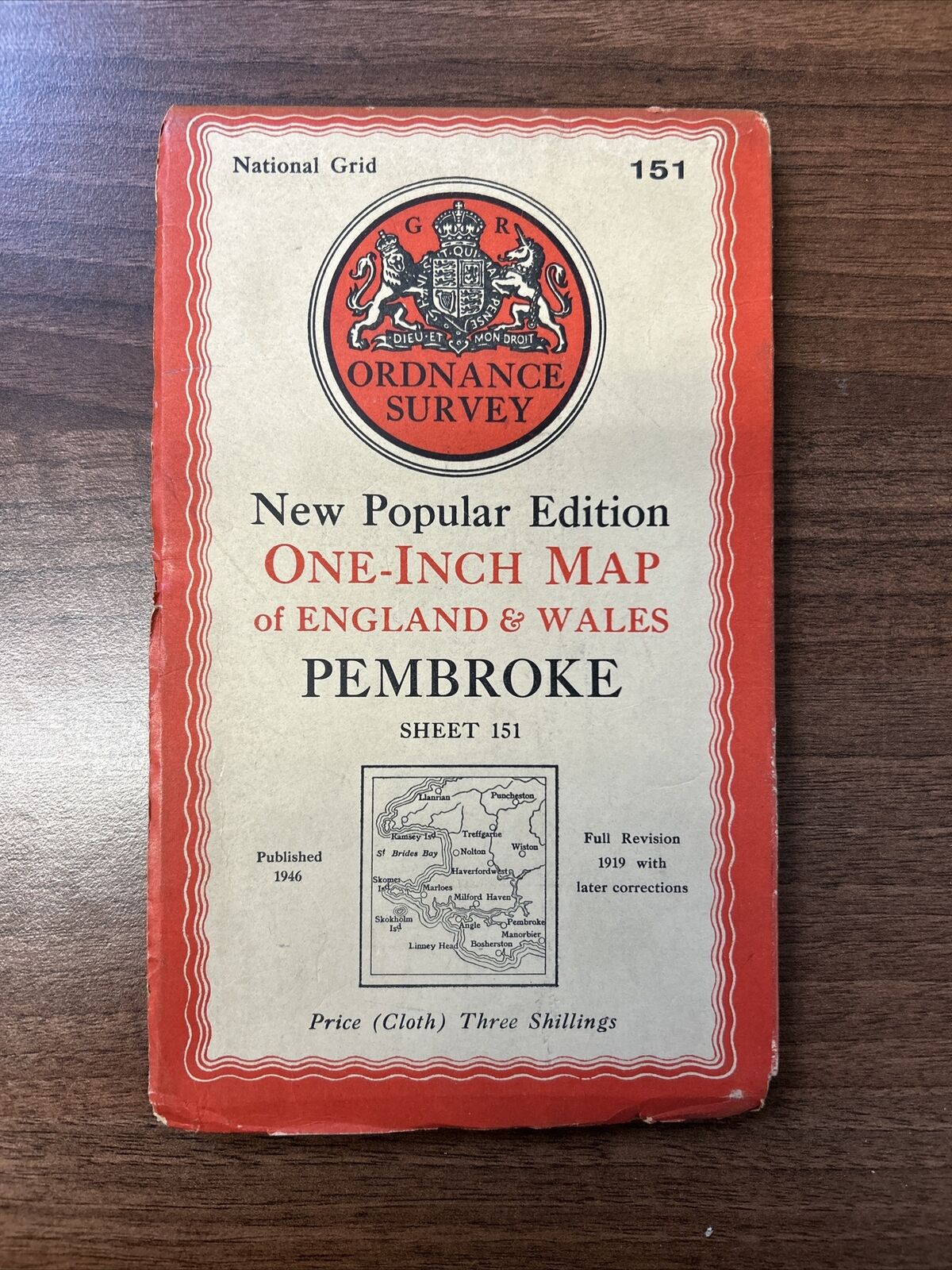 PEMBROKE Ordnance Survey CLOTH Map 1946 Sixth Series Sheet 151 Milford Haven