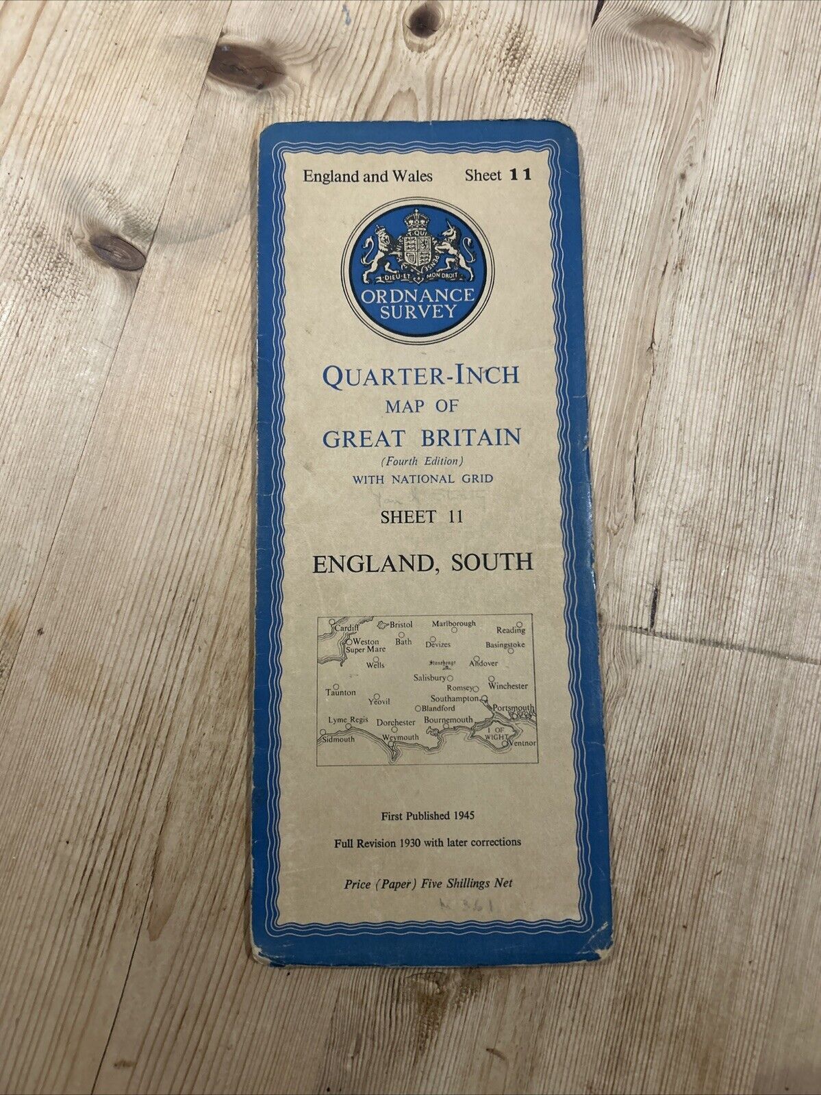 ENGLAND SOUTH Ordnance Survey Paper Quarter Inch Map 1945 Sheet 11 Southampton