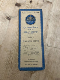 ENGLAND SOUTH Ordnance Survey Paper Quarter Inch Map 1945 Sheet 11 Southampton