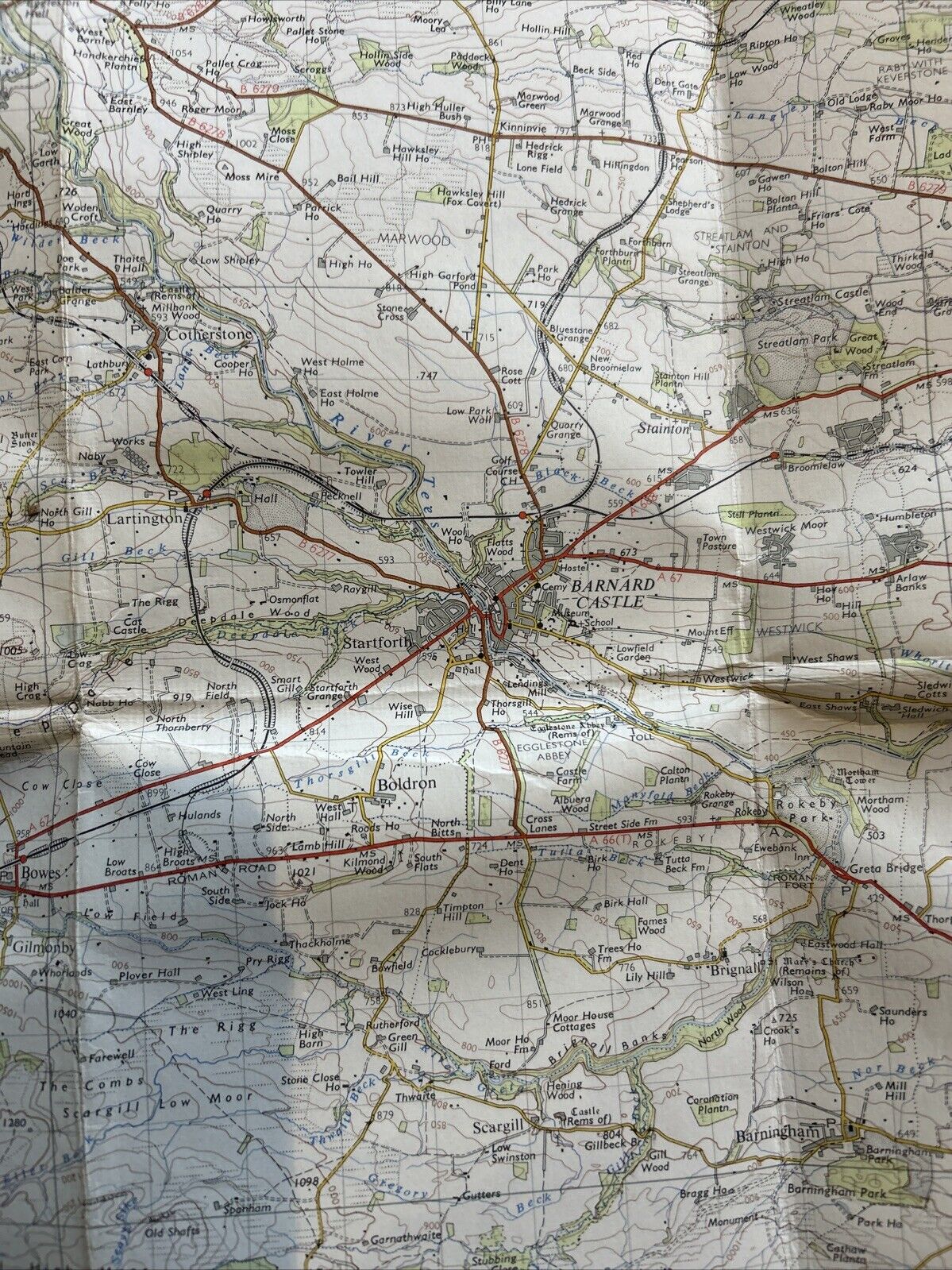 TEESDALE Ordnance Survey CLOTH Map 1955 Seventh Series Sheet 84 Barnard Castle