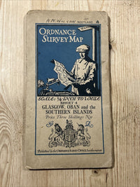 GLASGOW OBAN & THE SOUTHERN ISLES Cloth  Ordnance Survey Quarter In Sheet 4 1923