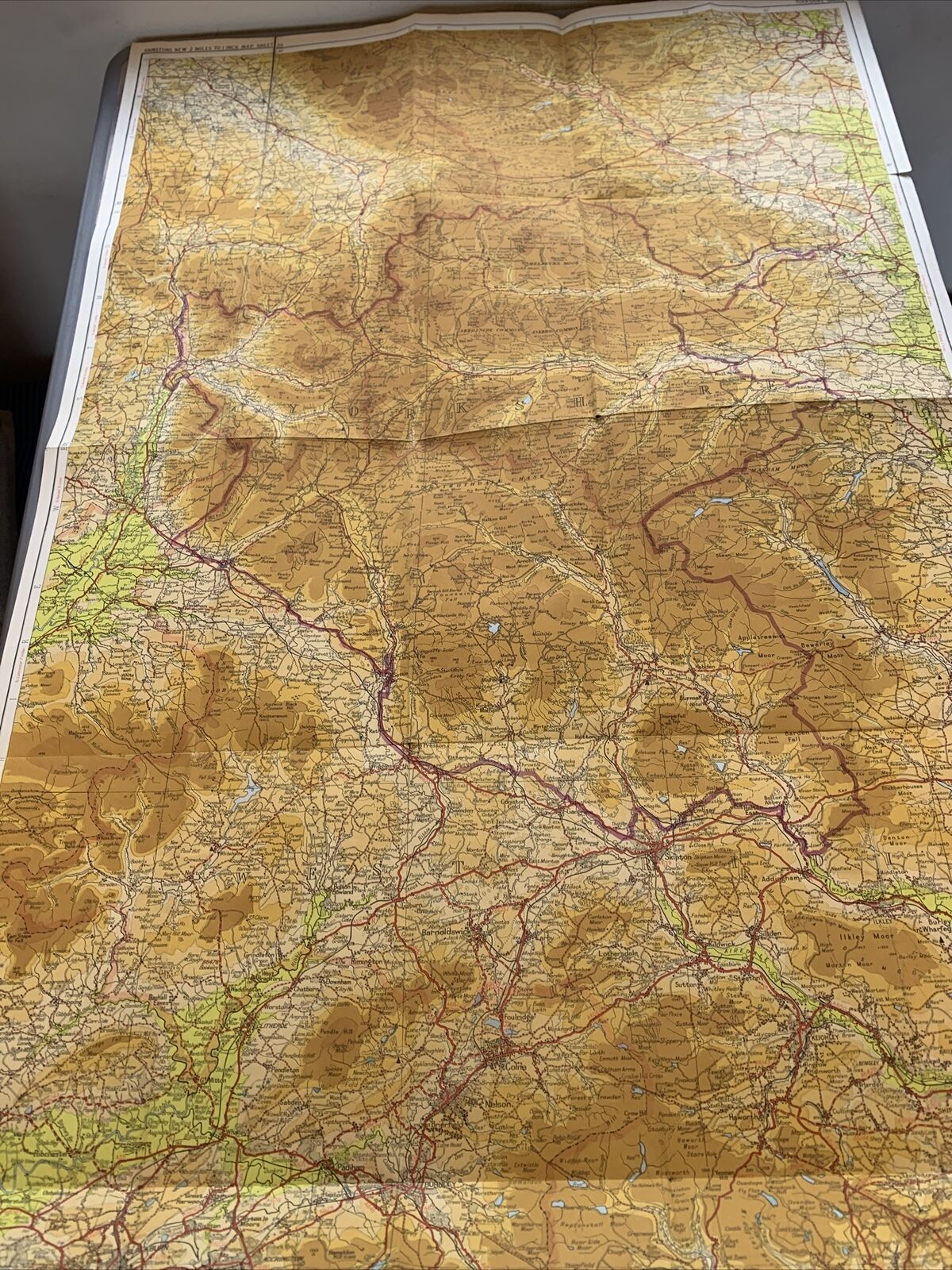 Johnstons New 2 Miles To 1 Inch Map - Yorkshire Dales Circa 1954 Barnard Castle