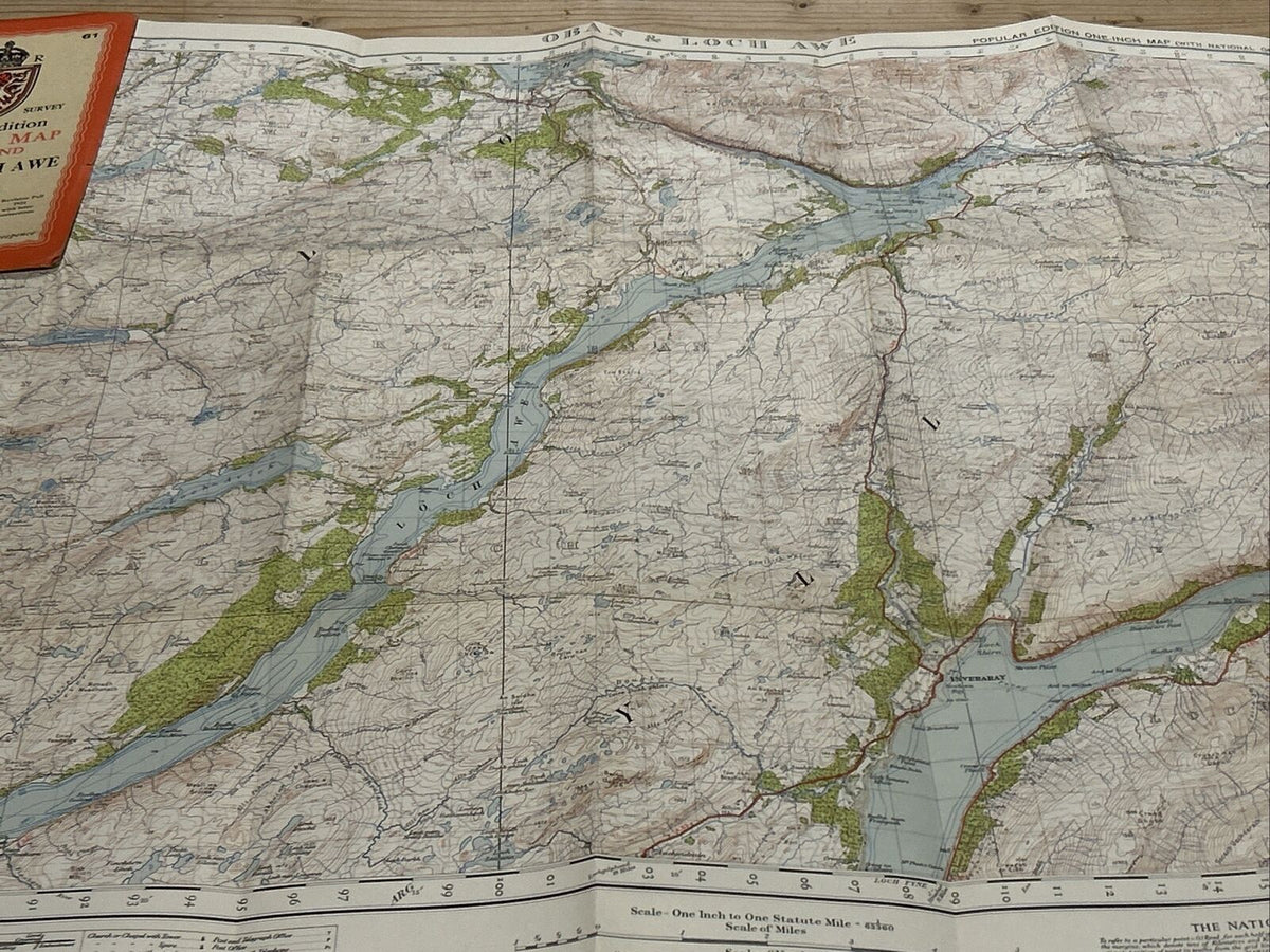 OBAN & LOCH AWE Ordnance Survey One Inch Sheet 61 Popular Edition 1925 Inveraray