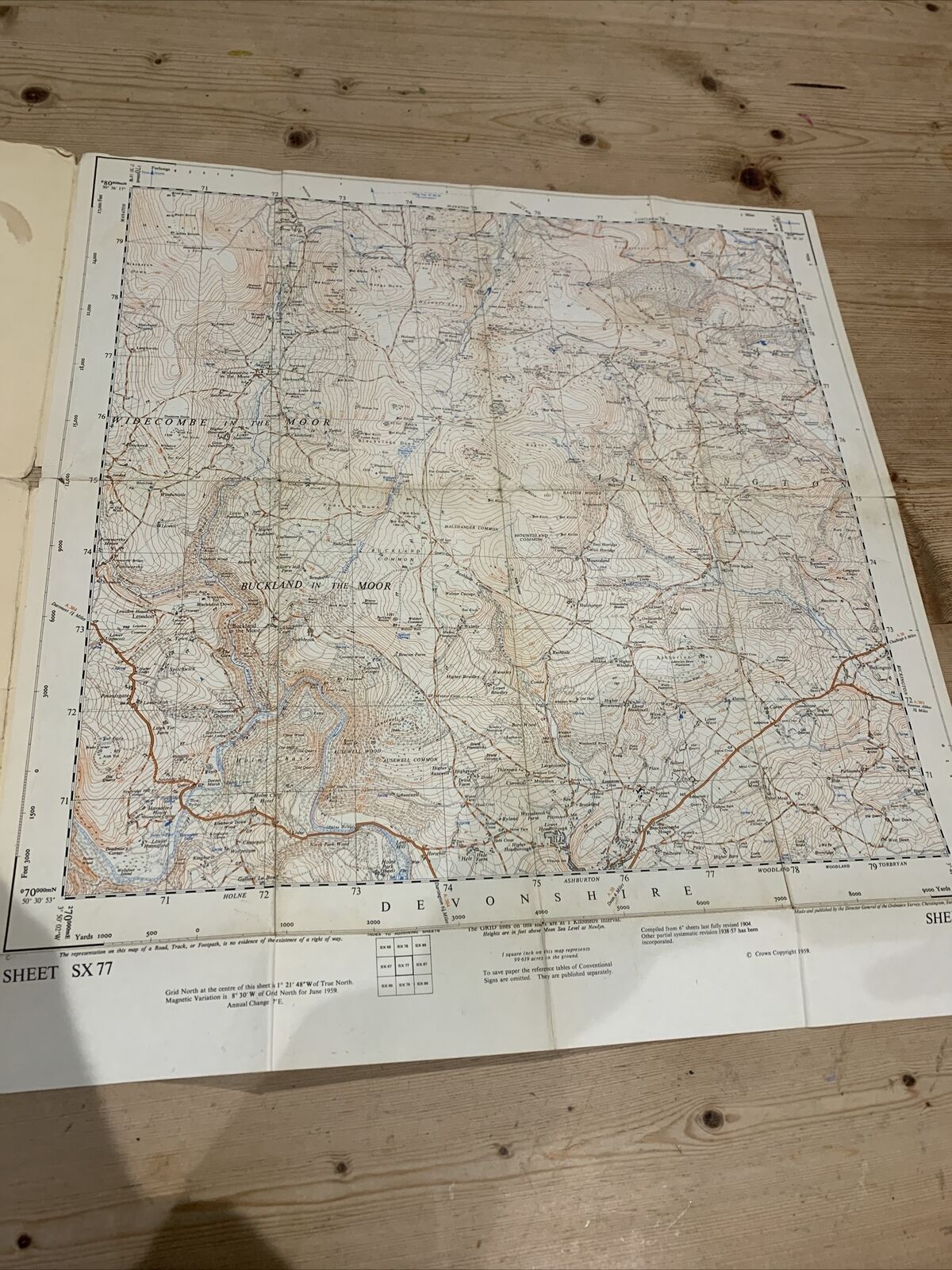 WIDECOMBE In The MOOR Ordnance Survey Sheet SX77 1:25000 1959 Devon Buckland