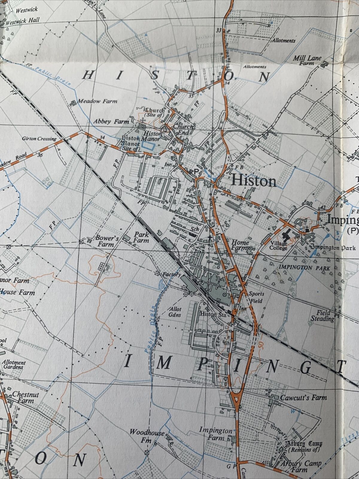 HISTON Ordnance Survey Sheet TL46 Map 1:25,000 First Series 1970 Revisions Cambs