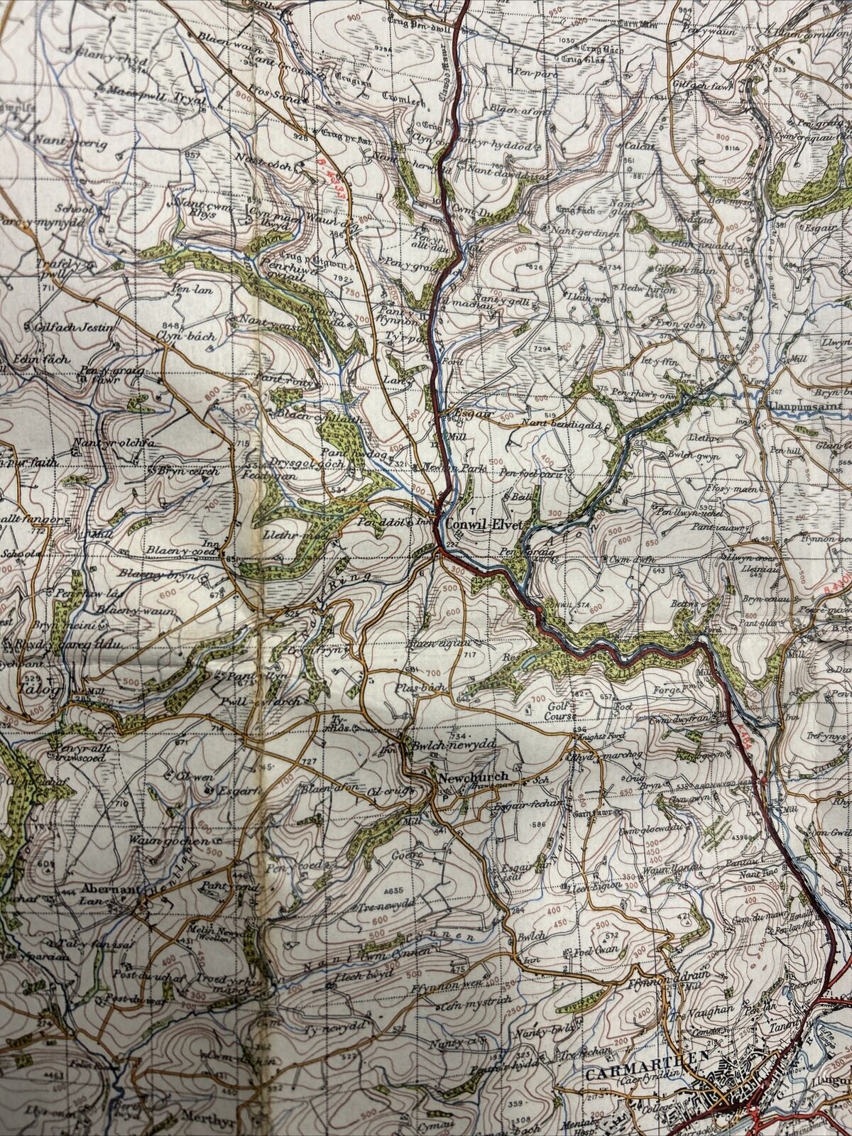 CARDIGAN Ordnance Survey Cloth One Inch Map 1947 Sixth Edition Sheet 139 Merthyr