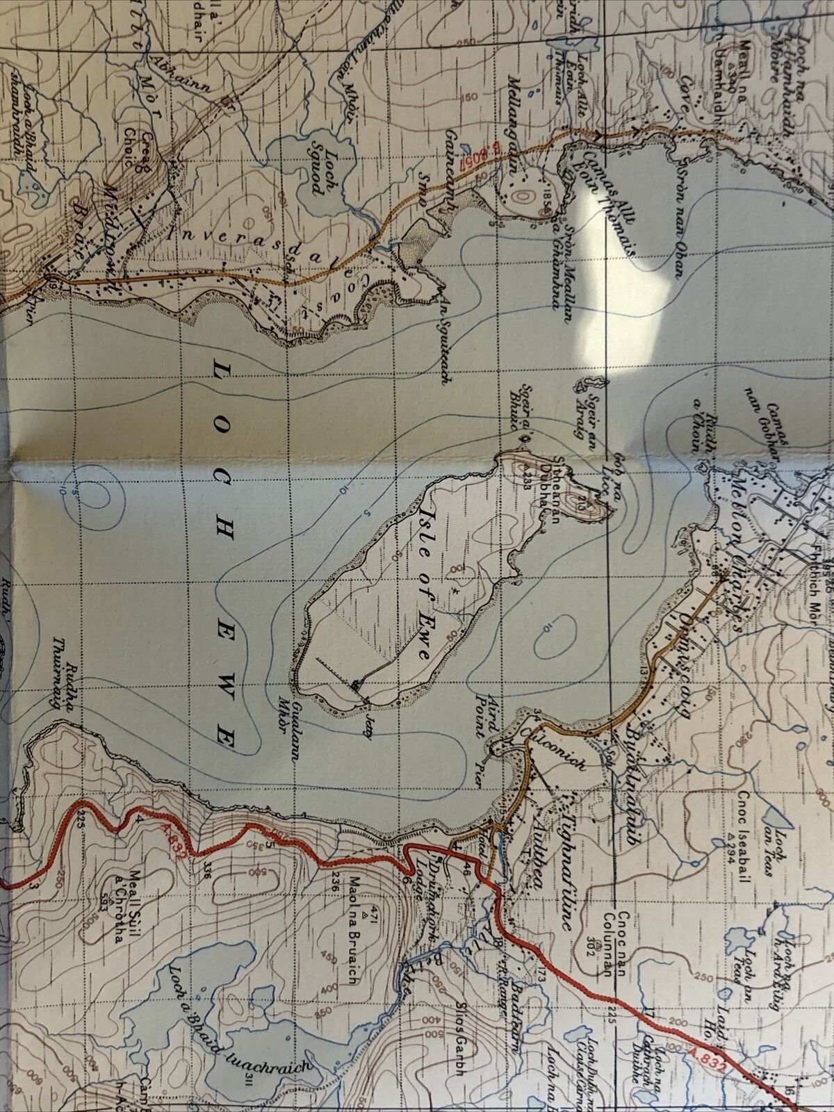 ULLAPOOL & LOCH EWE Ordnance Survey CLOTH One Inch Sheet 19 Popular Edition 1947