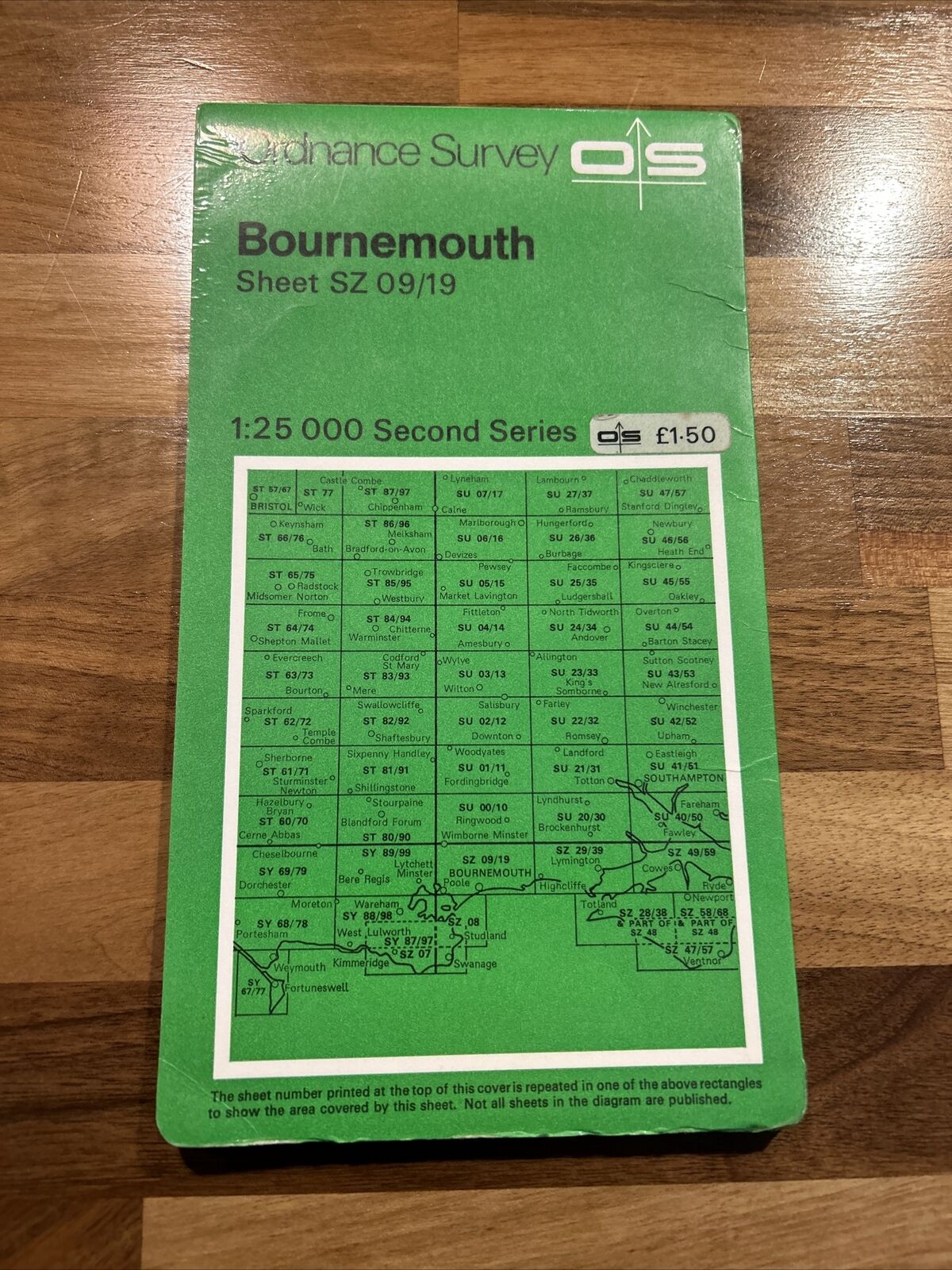 BOURNEMOUTH Ordnance Survey Second Series 1:25,000 Map SZ09/19 1976 Poole