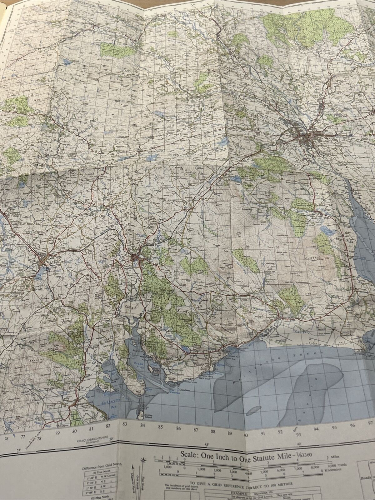 DUMFRIES Ordnance Survey Seventh Series CLOTH 1 Inch 1965 Sheet 74 Dalbeattie