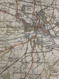 HEREFORD Cloth Ordnance Survey 7th Series 1-inch 1952 Sheet 142 Monmouth