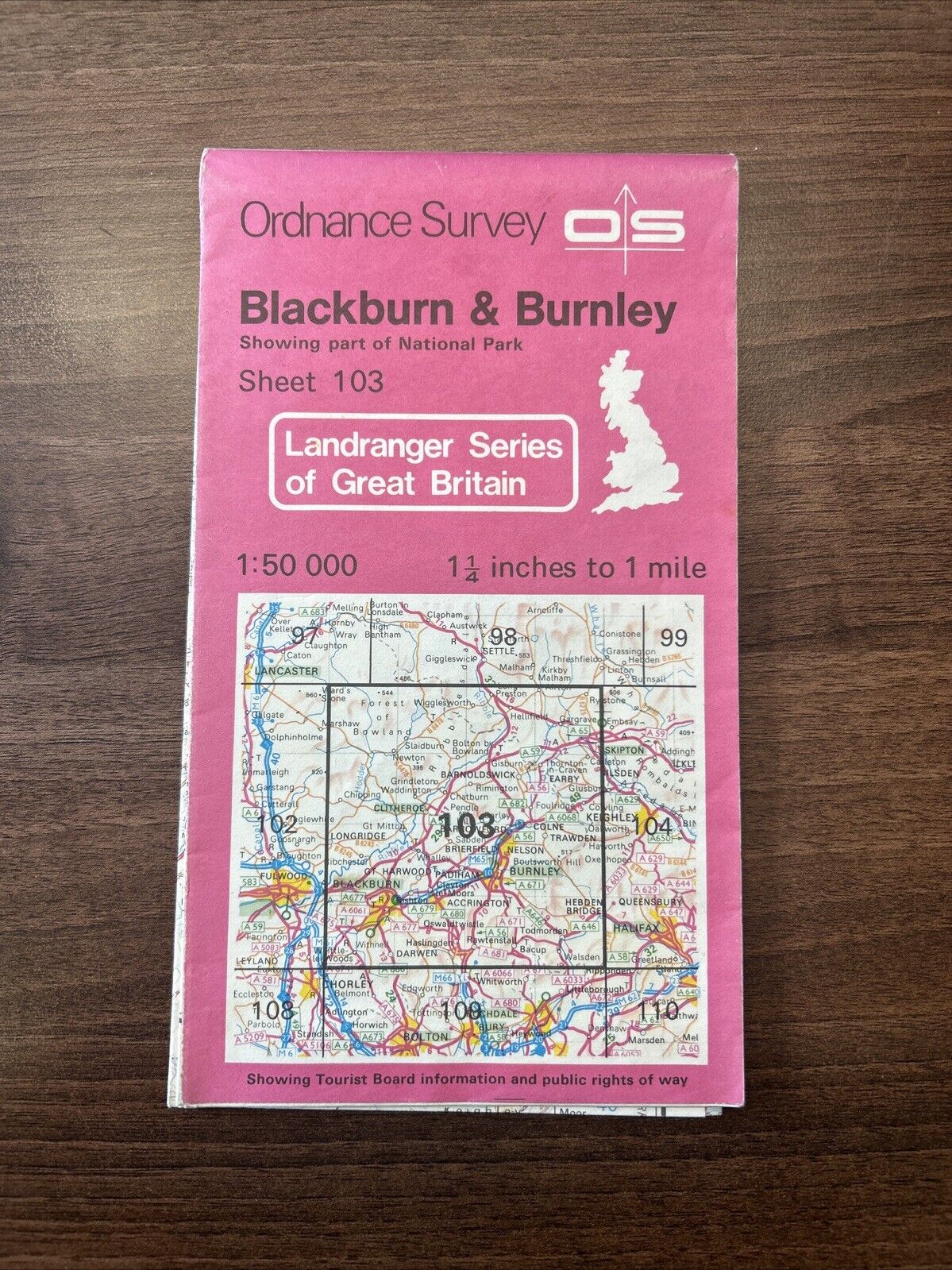 BLACKBURN & BURNLEY Landranger Paper Cover  Ordnance Survey  1:50,000 1984