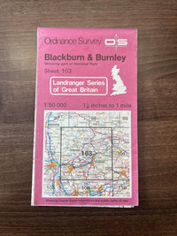 BLACKBURN & BURNLEY Landranger Paper Cover  Ordnance Survey  1:50,000 1984