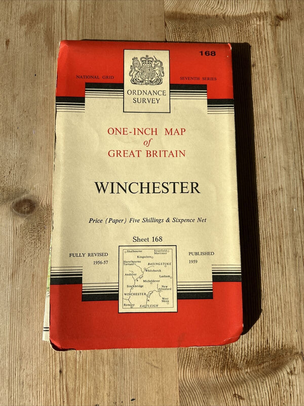 WINCHESTER Ordnance Survey Seventh Series Paper Map 1959 Sheet 168 Andover