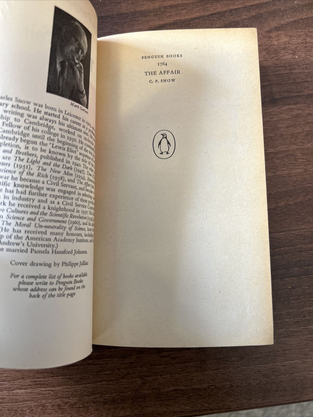 THE AFFAIR - CP SNOW - Penguin Books No 1764 1963 College Masters