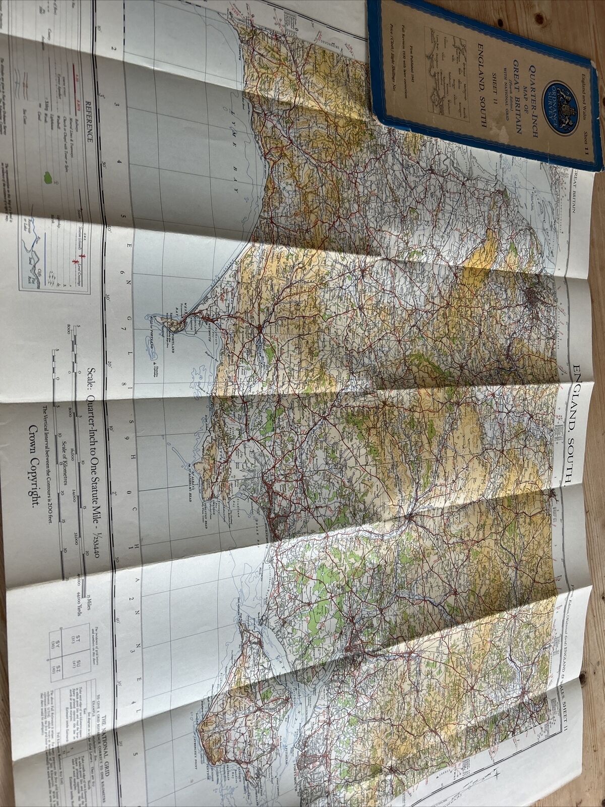 ENGLAND SOUTH Ordnance Survey CLOTH Sheet 11 Quarter Inch Map 4th Edition 1945